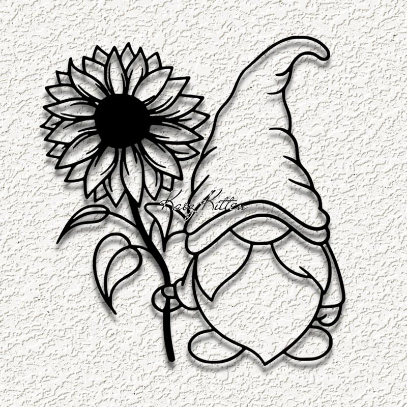 garden gnome sunflower wall art home decor