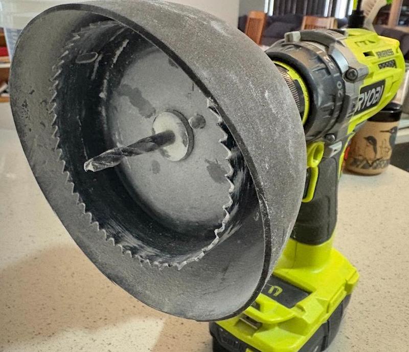 Dust bowl for drilling 90mm downlight holes