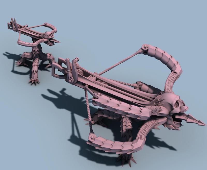 Dark Elf Underdark Heavy and Light Ballista Loaded and Unloaded