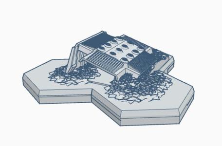 Destroyed Military Hangar Hex Map Scale HMSMilD009