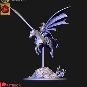 Dark elves Dreadlord with great weapon on pegasus (elf)