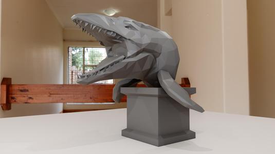 mososaurus bust roaring low poly stl