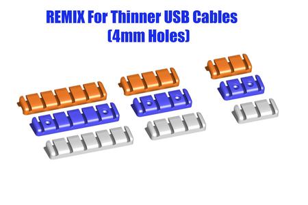 USB cable organizer (screw mount or use command strips) - Muliple Sizes (REMIX for Thinner Cables)