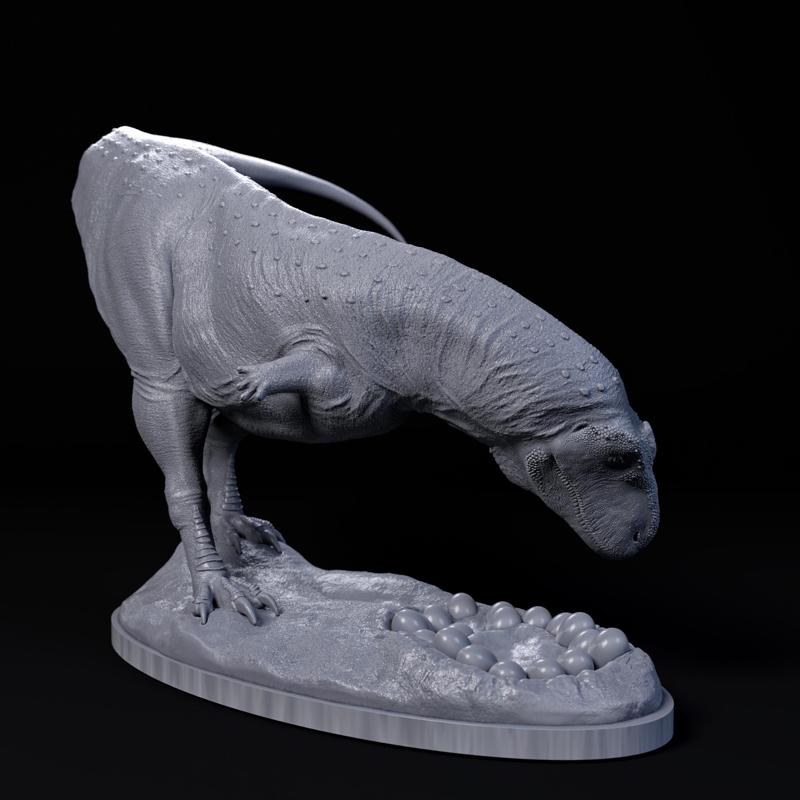 Rajasaurus mother with nest 1-35 scale pre-supported dinosaur