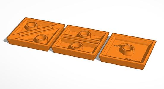 25mm Square Base - Slotted - 5x2mm Magnets