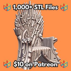 Intricately Designed Fantasy Throne Chair with Sword Motif MineeForm FDM 3D Print STL File