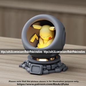 Pikachu in healing machine pods from pokemon