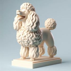 98 Laughing Curly Poodle - Ivory-Style Full-Figure Sculpture, pug, dachshund, poodle, totem, dog, dogue, elephant, beagle, bear, lion, fox, bull terrier, pomeranian, galgo, wolf, doberman pinscher, newfoundland, crocodile