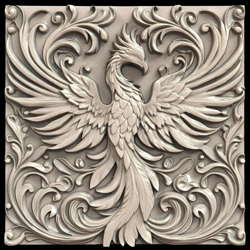 3D Model STL File for CNC Router/Laser & 3D Printer A Phoenix Made of Shadows that Is Never Reborn 2