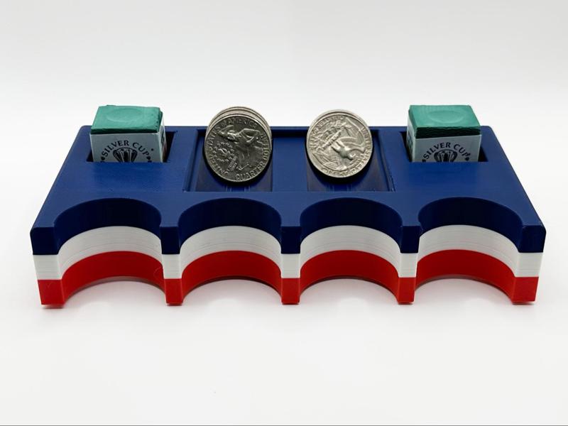 Portable Pool Cue Holder - w/ Chalk & Coin Slots