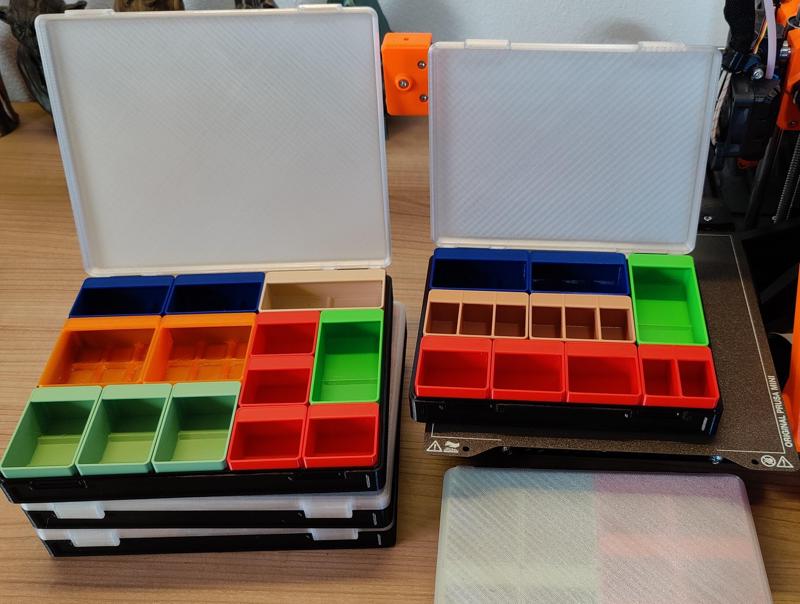 bins with label for storage box