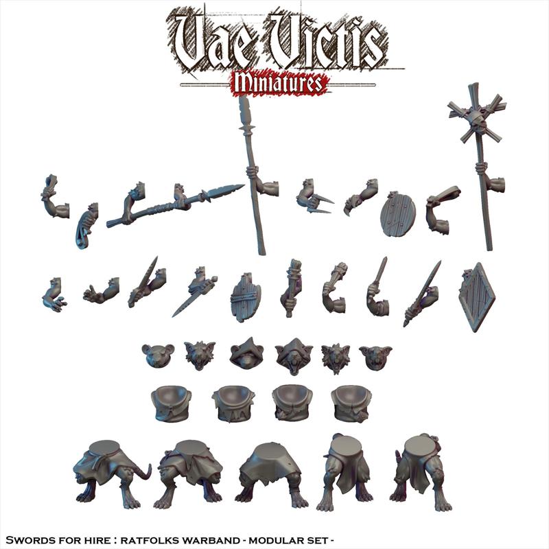 Modular Swords for hire : Ratfolks (Warband) [PRE-SUPPORTED]