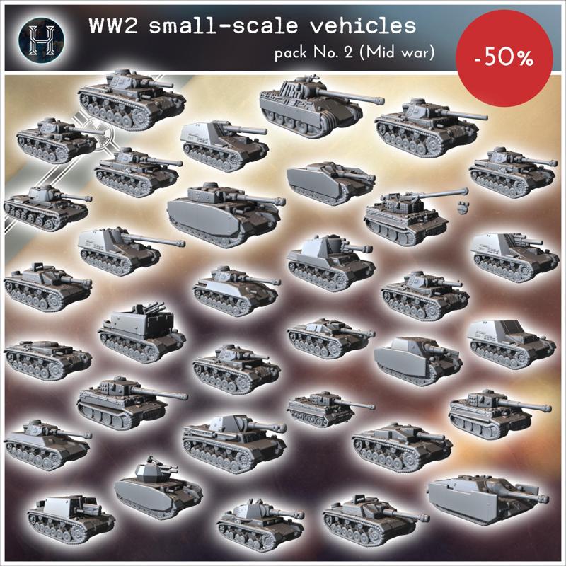 WW2 small-scale vehicles pack No. 2 (Middle war German tanks) - Germany Eastern Western Front Normandy Stalingrad Koursk Italy Afrika WWII