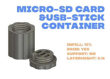 USB stick & micro-SD card container/holder