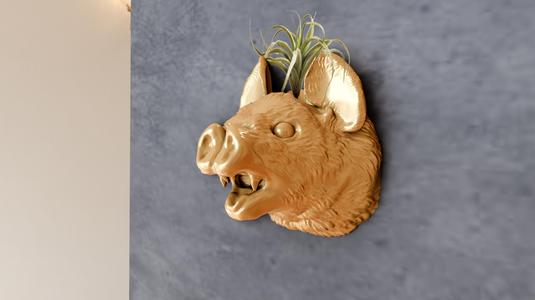 vampire bat screaming wall head planter pot flower vase stl