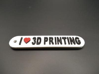 3 Colour keyring "I love 3D printing"