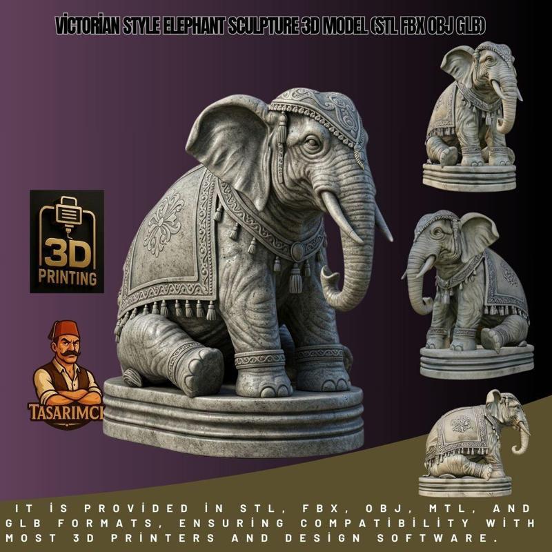 Victorian Style Elephant Sculpture  3D print model