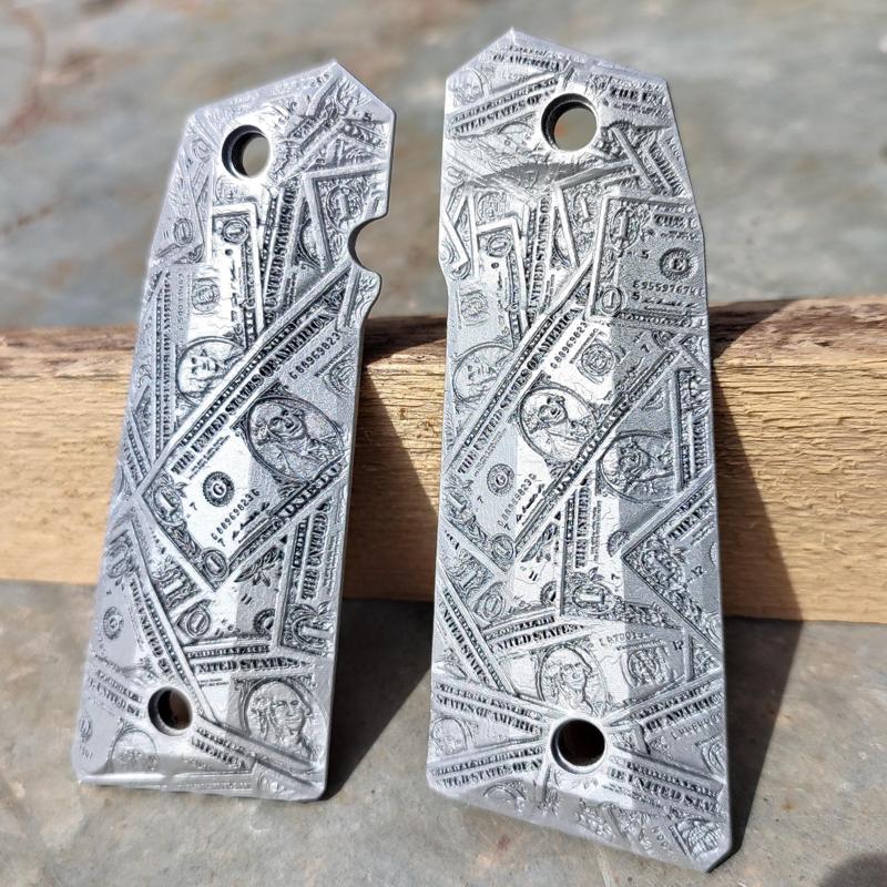 BE RICH!!! colt 1911 and clones modern shape of grips  MONEY THEME