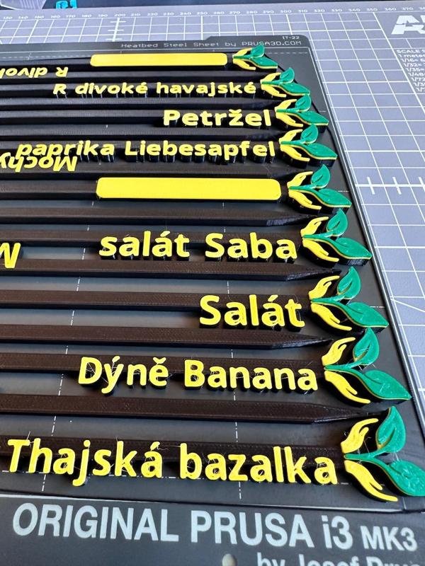 cedulky k zelenině, bylinkám atp.