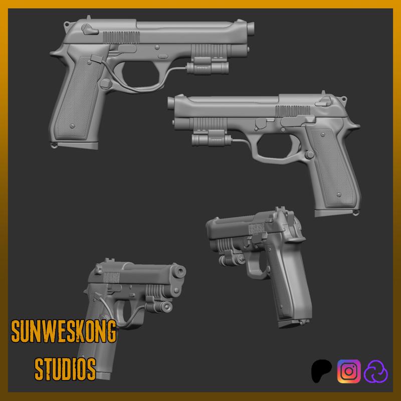 Residual Evil 5 Beretta M92FS Pistol 1/12 Scale