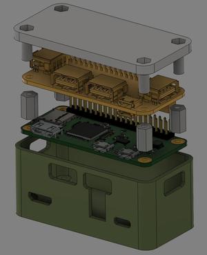 Raspberry Pi Zero 1.1 w with usb-hat enclosure