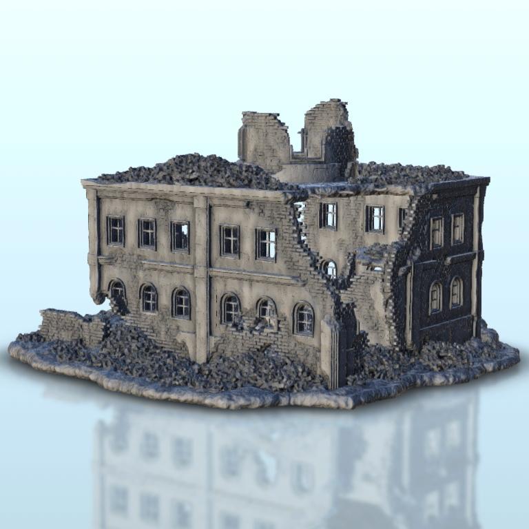 Ruined building with central tower 5 - Modern WW2 Western Eastern Front Normandy Stalingrad
