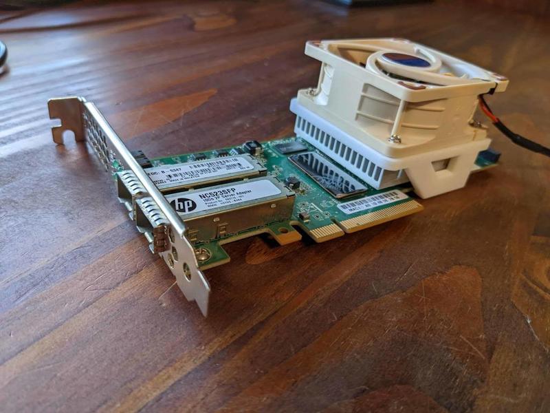 HP NC523SFP DUAL PORT 10Gb Network Card Fan Mount