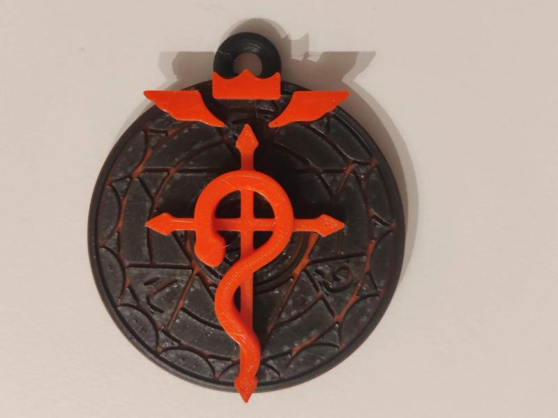 Fullmetal Alchemist logo colored keychain