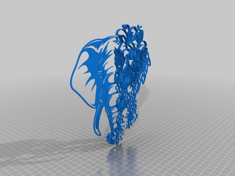 Elephant Flower Wall Art (Multi Colour / Topological)