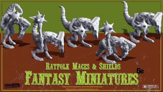 Ratfolk Mace Bundle, 5 x minis, Pre- Supported