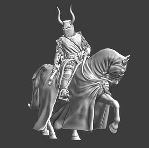 Medieval crusader mounted with axe