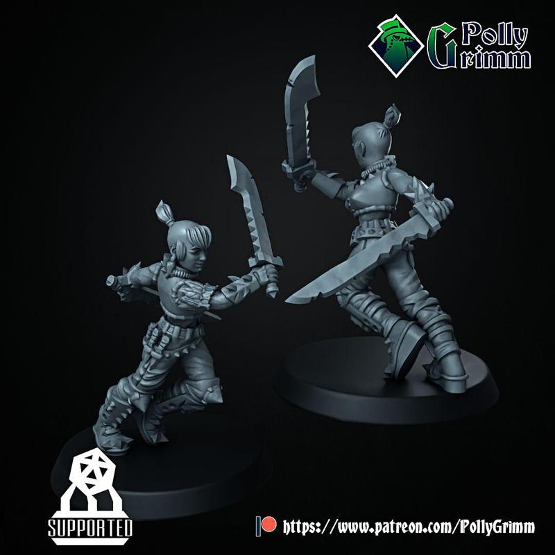 Tabletop sci-fi post apocalypse miniature. Wasteland Amazons.