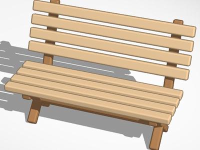 3D Wood Bench Model