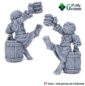 Tabletop fantasy miniature. Frogfolk grung set. Cheerful maid