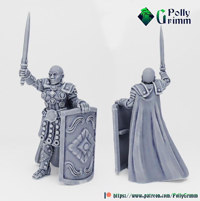 Tabletop fantasy miniature. Nymphs set. Oread warrior