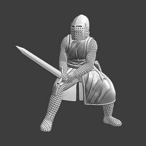 Medieval crusader knight in combat