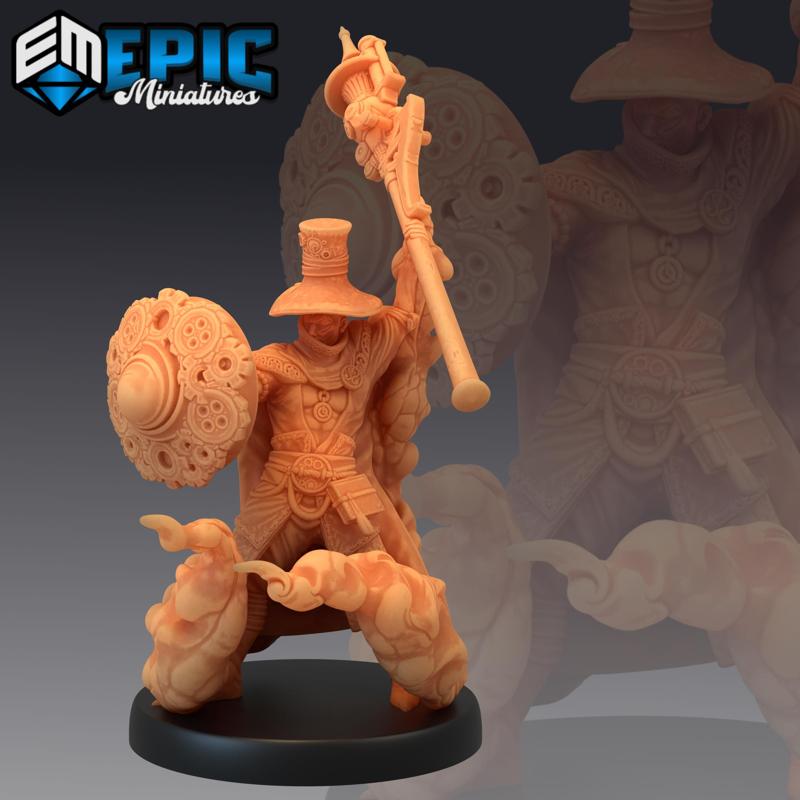 Gear Wizard Gabriel Magic Shield / Male Magician / Steampunk Tech Character