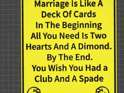 funny sign marriage is like a deck of cards