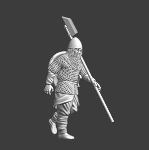 Medieval infantryman marching
