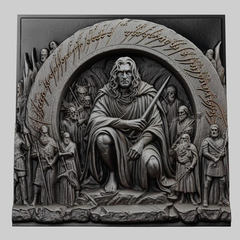 Lord of Rings Theoden 3d printer relief medallion stone tablet obj stl