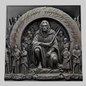 Lord of Rings Theoden 3d printer relief medallion stone tablet obj stl