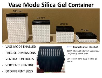 Prismatic Vase Mode Silica Gel Container. Super fast print