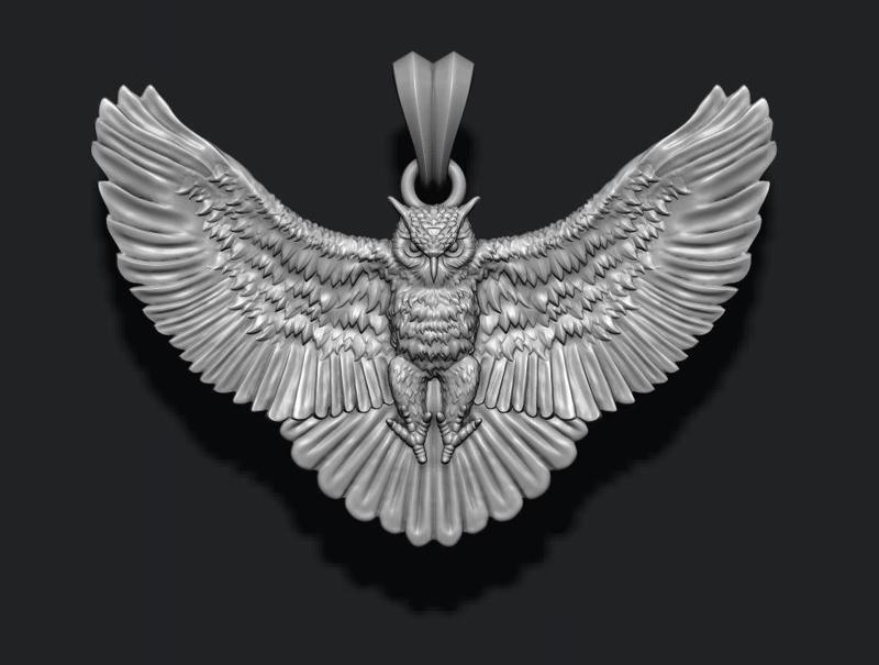 owl pendant basrelief 3D print model