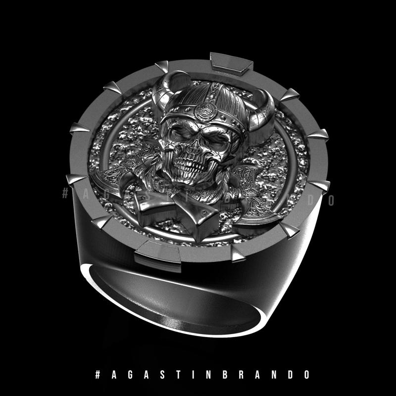 Viking skull Design Ring STL 3D print model