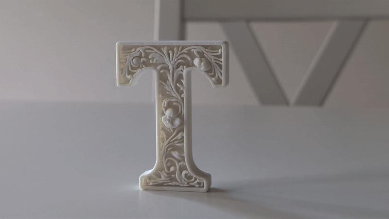 Standing Letter T in a Gypsum Floral Style