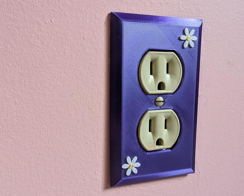 Flower Power Outlet Cover - Retro Daisy Decorative Design Decor, Easy multicolor with filament changes