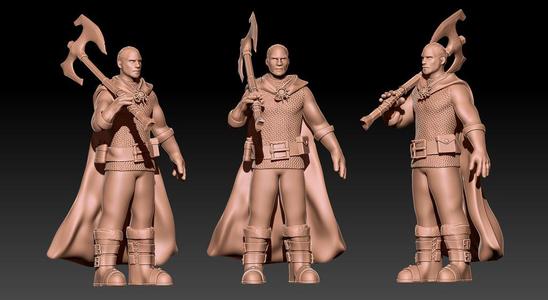 D&D Miniature Human Chainmail 2H Axe (Updated)