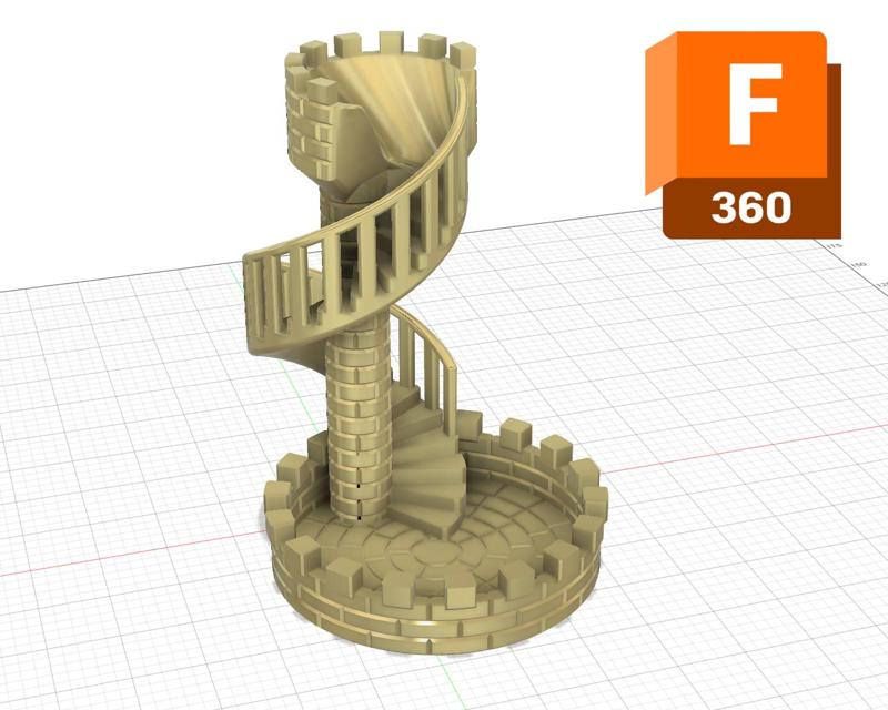 Dice Tower Castle Stairs (Fusion360)
