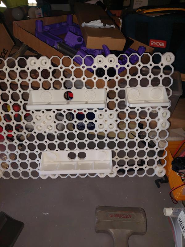 Magnetic Gridfinity shelves for MultiBoard panel.