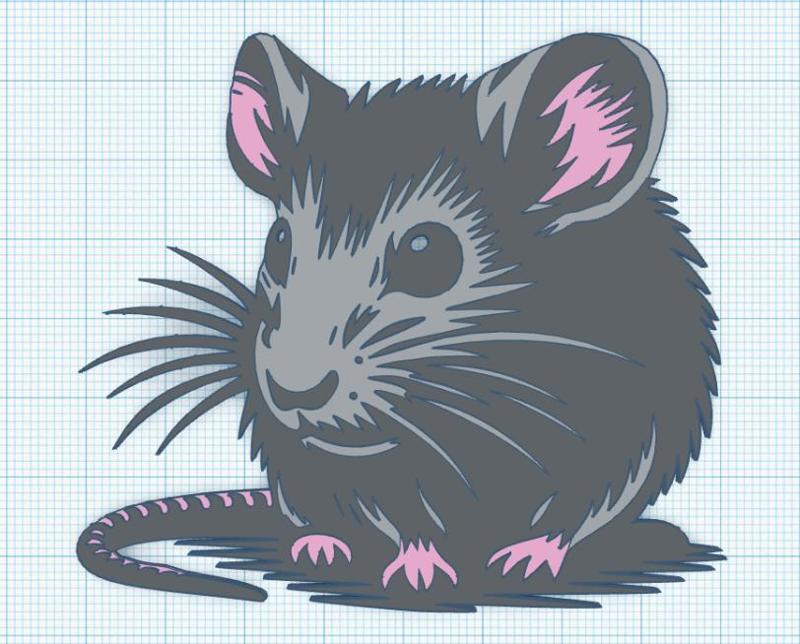Coaster / wall art / frottage creation / keychain: Cute mouse (version 3)